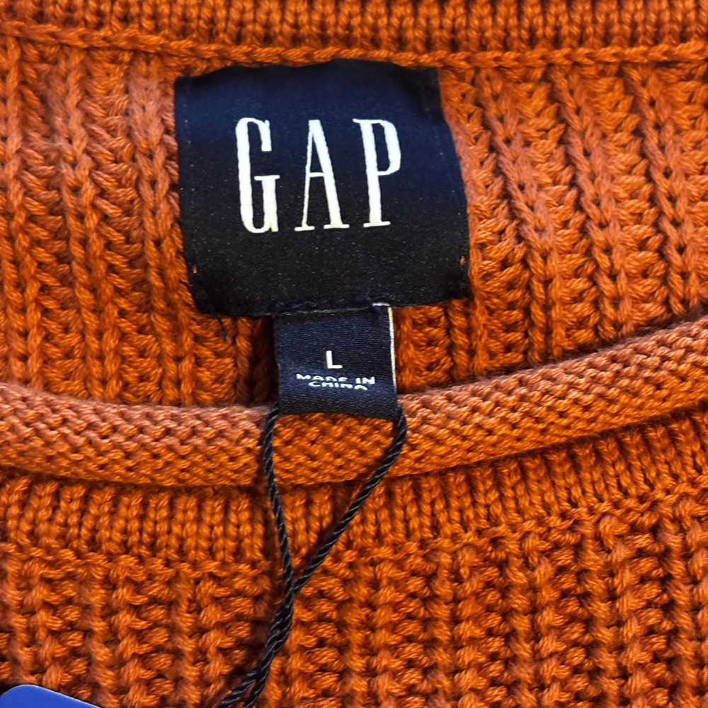 GAP Crewneck Sweater Rust Brown Chunky Knit Women's L (HC) - Picture 3 of 7